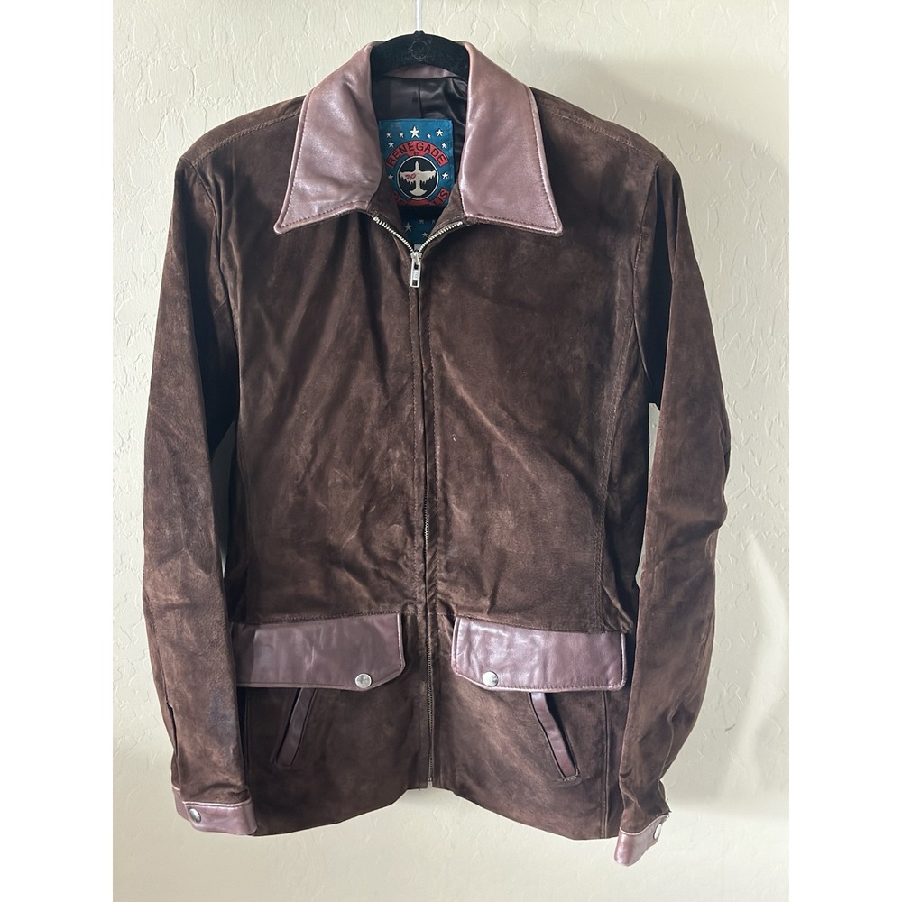 Renegade by Ren Ellis Vintage Handcrafted Zip Up Suede Leather Jacket Size 8